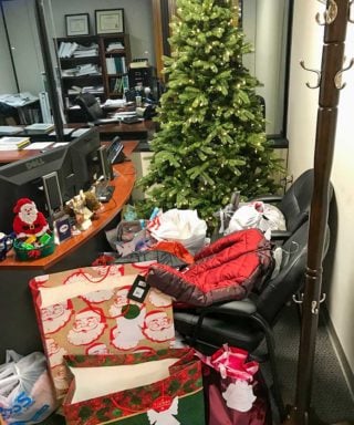 Angel Tree with Presents in Raleigh Office