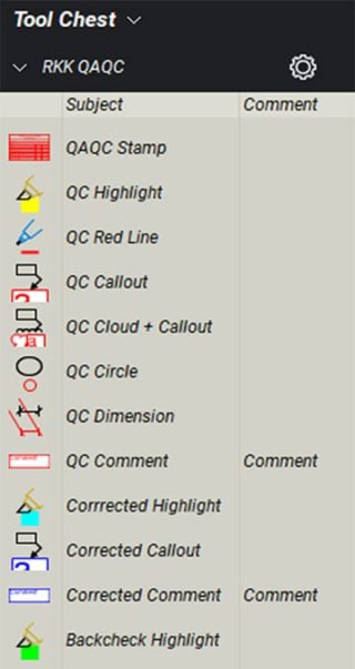 QA/QC Tool Chest in Bluebeam Studio