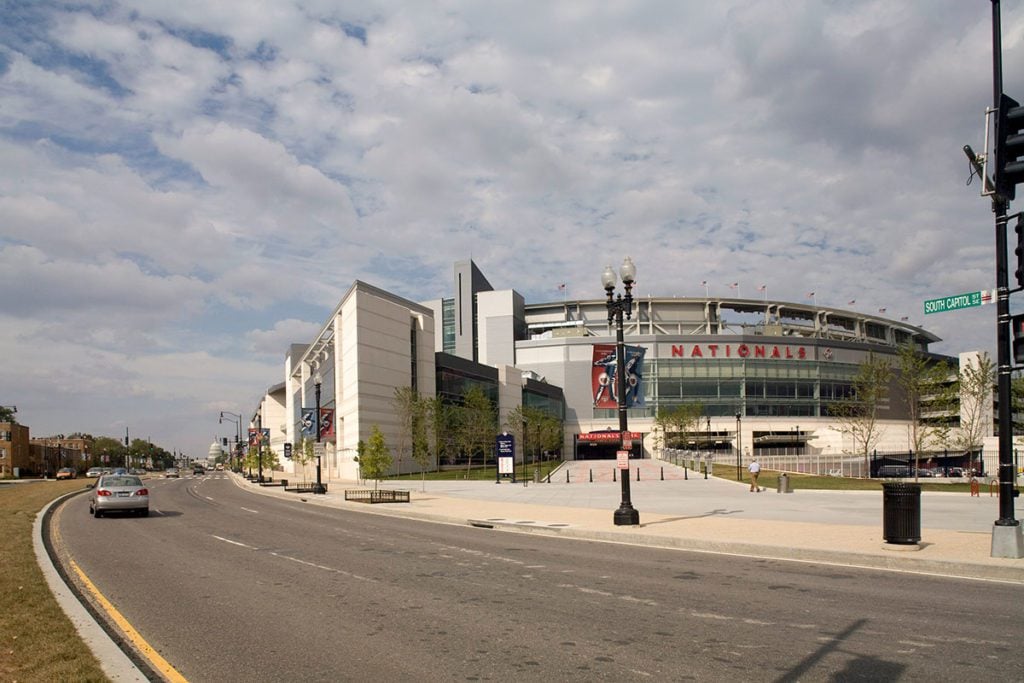 A view of Nationals Park from the Frederick Douglass Memorial Bridge Washington, DC