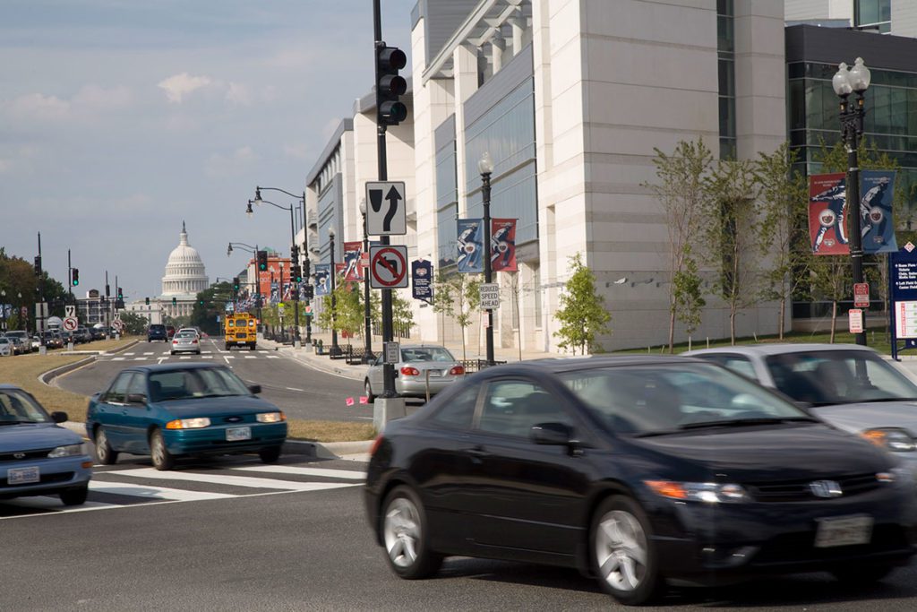 A view of the United States Capitol from S Capitol St SE in Washington, DC.