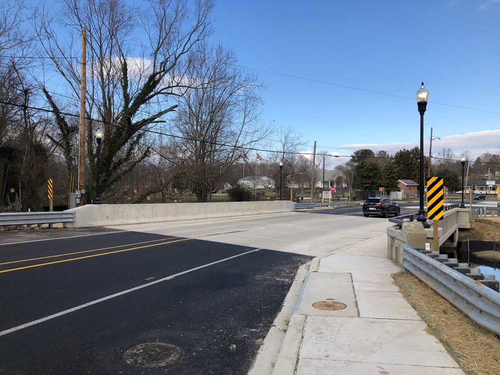 The new MD 213 bridge over Old Mill Stream Branch in Centreville, MD.