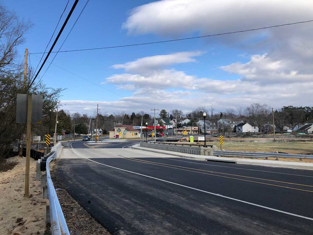 The new MD 213 bridge over Old Mill Stream Branch in Centreville, MD.