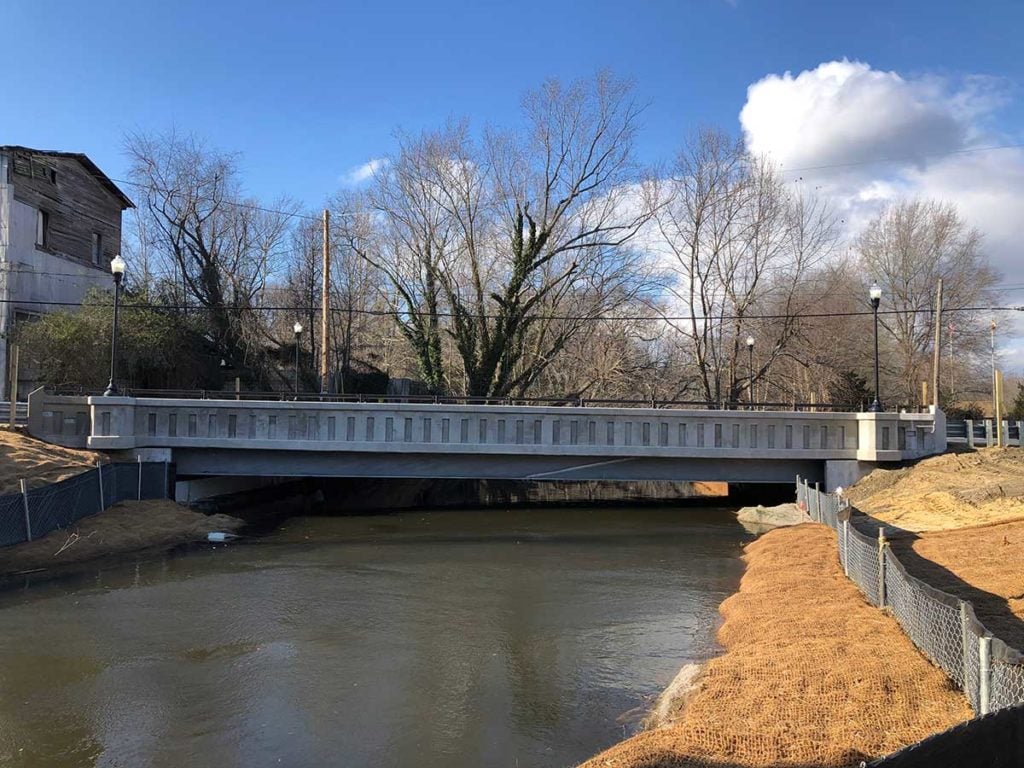 The new MD 213 bridge over Old Mill Stream Branch in Centreville, MD.