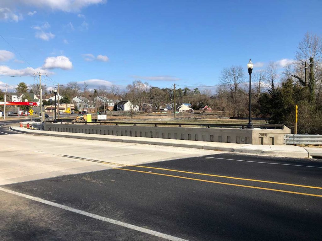 The new MD 213 bridge over Old Mill Stream Branch in Centreville, MD.