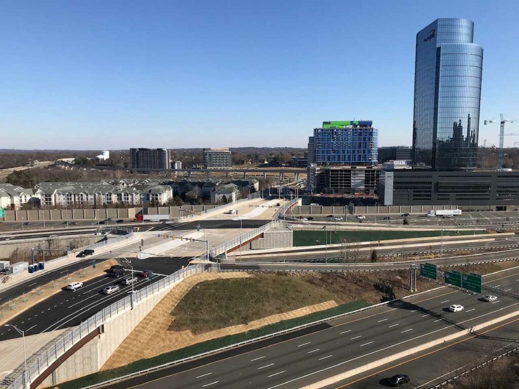 Eastbound aerial view of the Jones Branch Connector