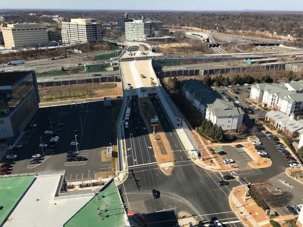 Westbound aerial view of the Jones Branch Connector