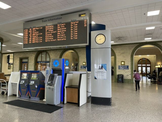 Ticket kiosk at Penn station in Baltimore, MD