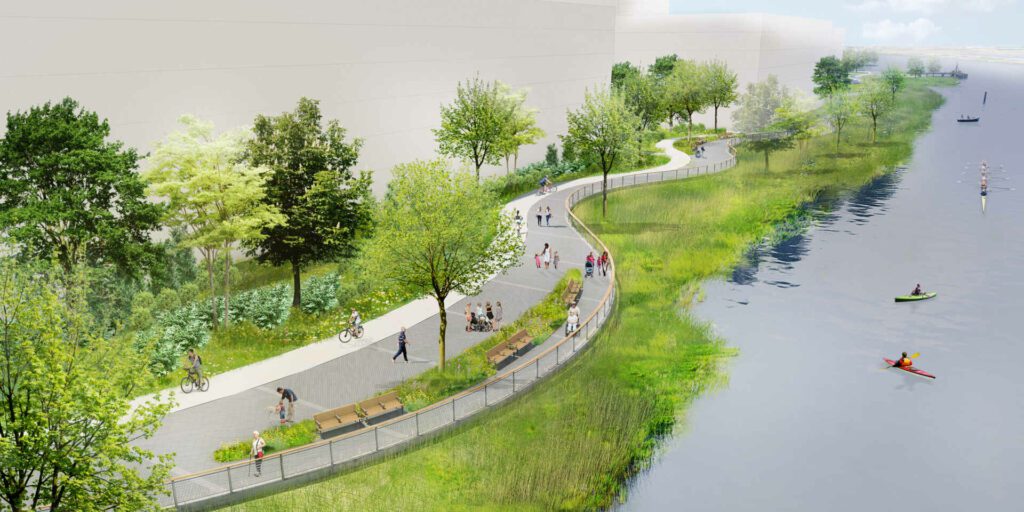 Renderings of the Riverfront East project along the Christina River in Wilmington | Riverfront Development Corporation of Delaware.