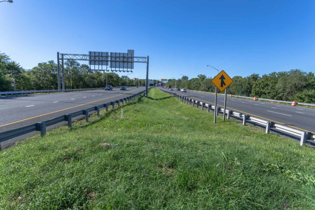 A picture in the median strip of I 895