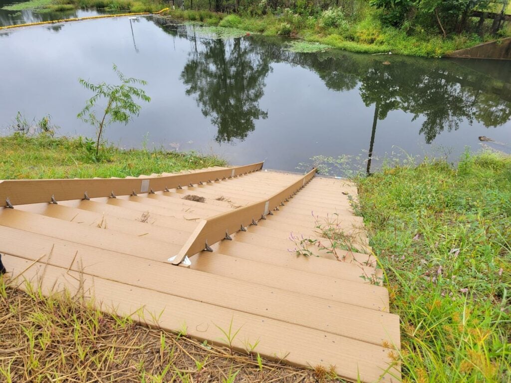 A stairway leadng to Ballston Pond