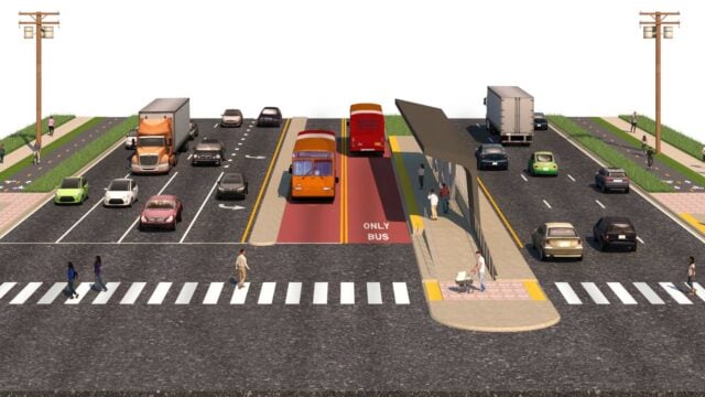 A rendering of the bus rapid transit for US 1 in Richmond